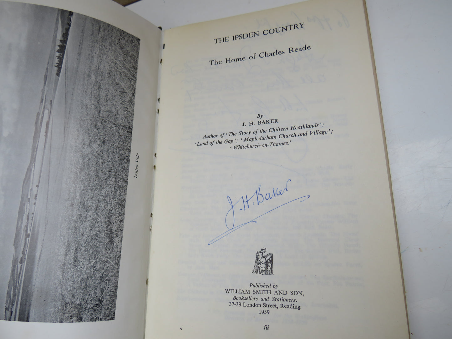 The Ipsden Country The Home Of Charles Reade By J. H. Baker Author Signed 2nd Edition 1960