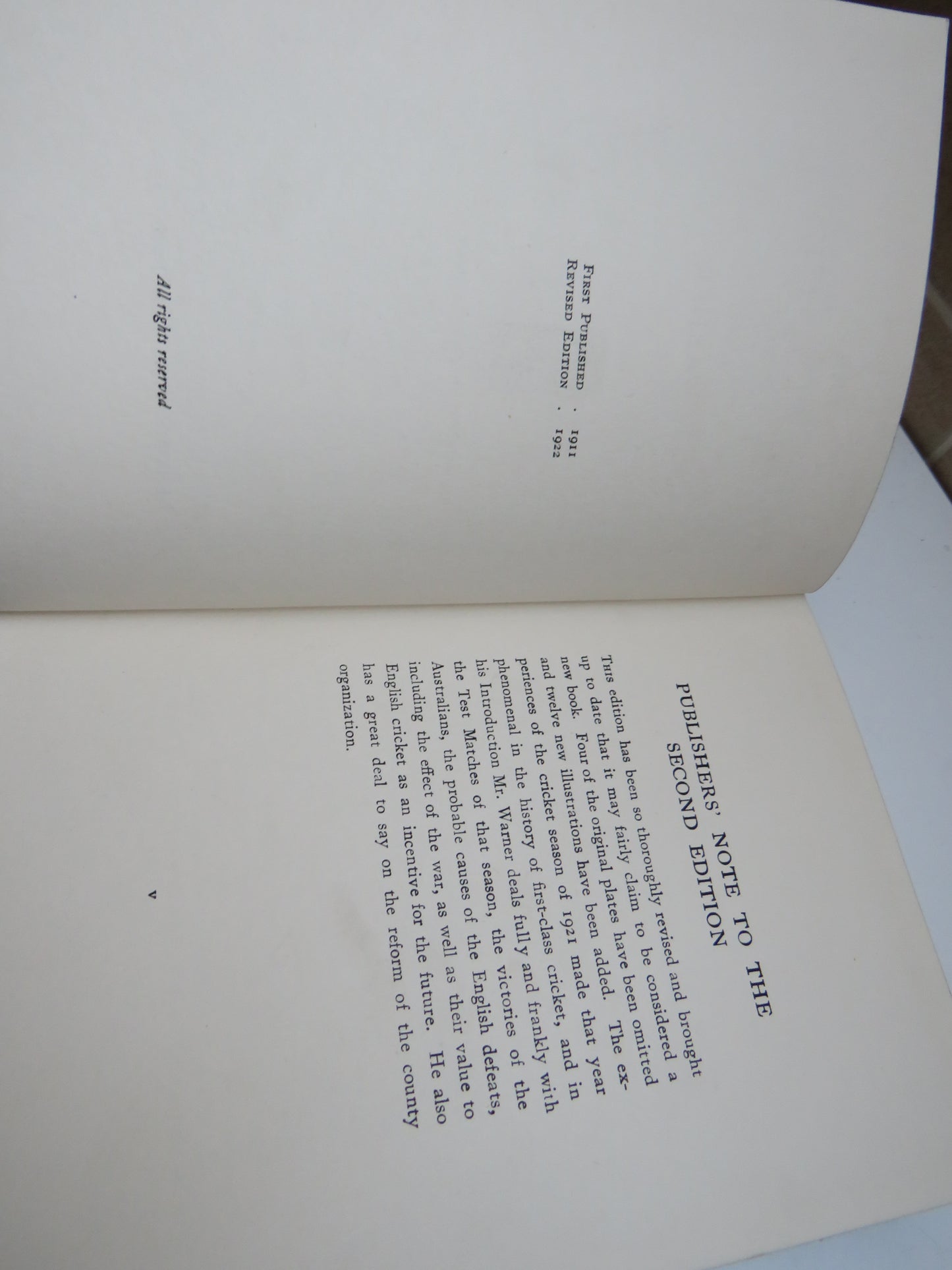 The Book of Cricket By P. F. Warner 1922