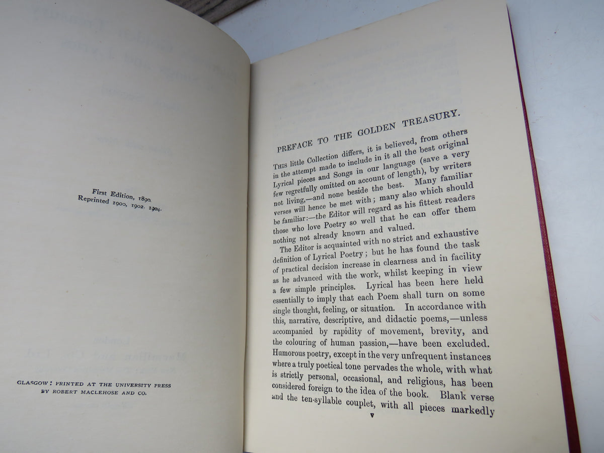 Palgrave's Golden Treasury of Songs and Lyrics Book Second Edited With Notes by W. Bell 1904