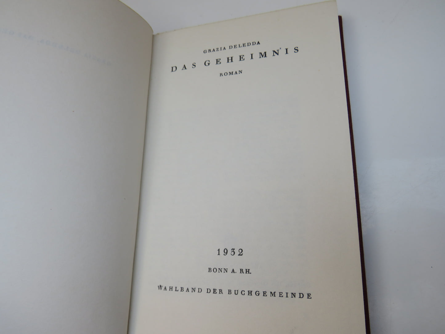 Das Geheimnis Roman By Grazia Deledda 1932 German Book