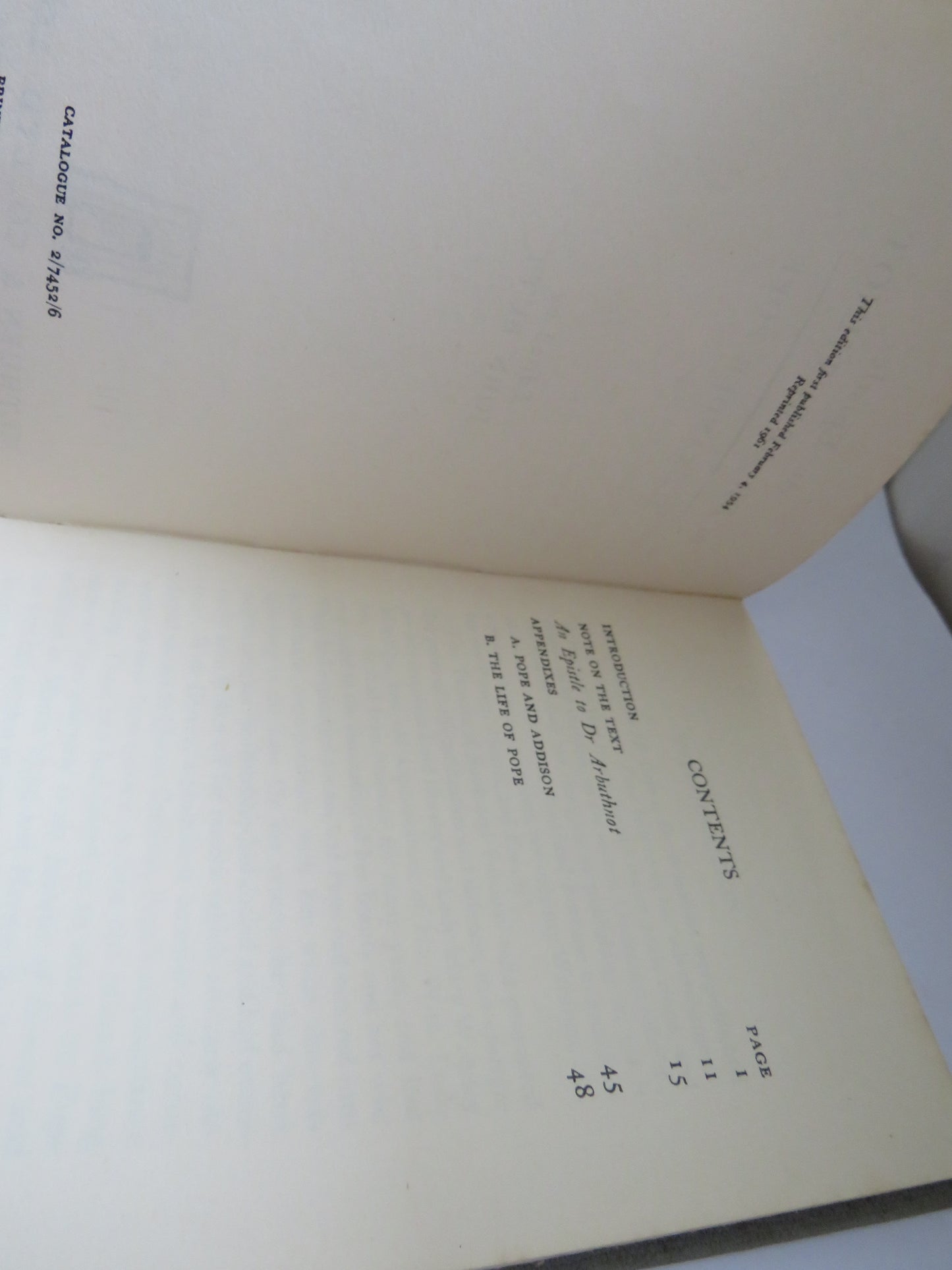 An Epistle To Dr Arbuthnot By Alexander Pope 1961