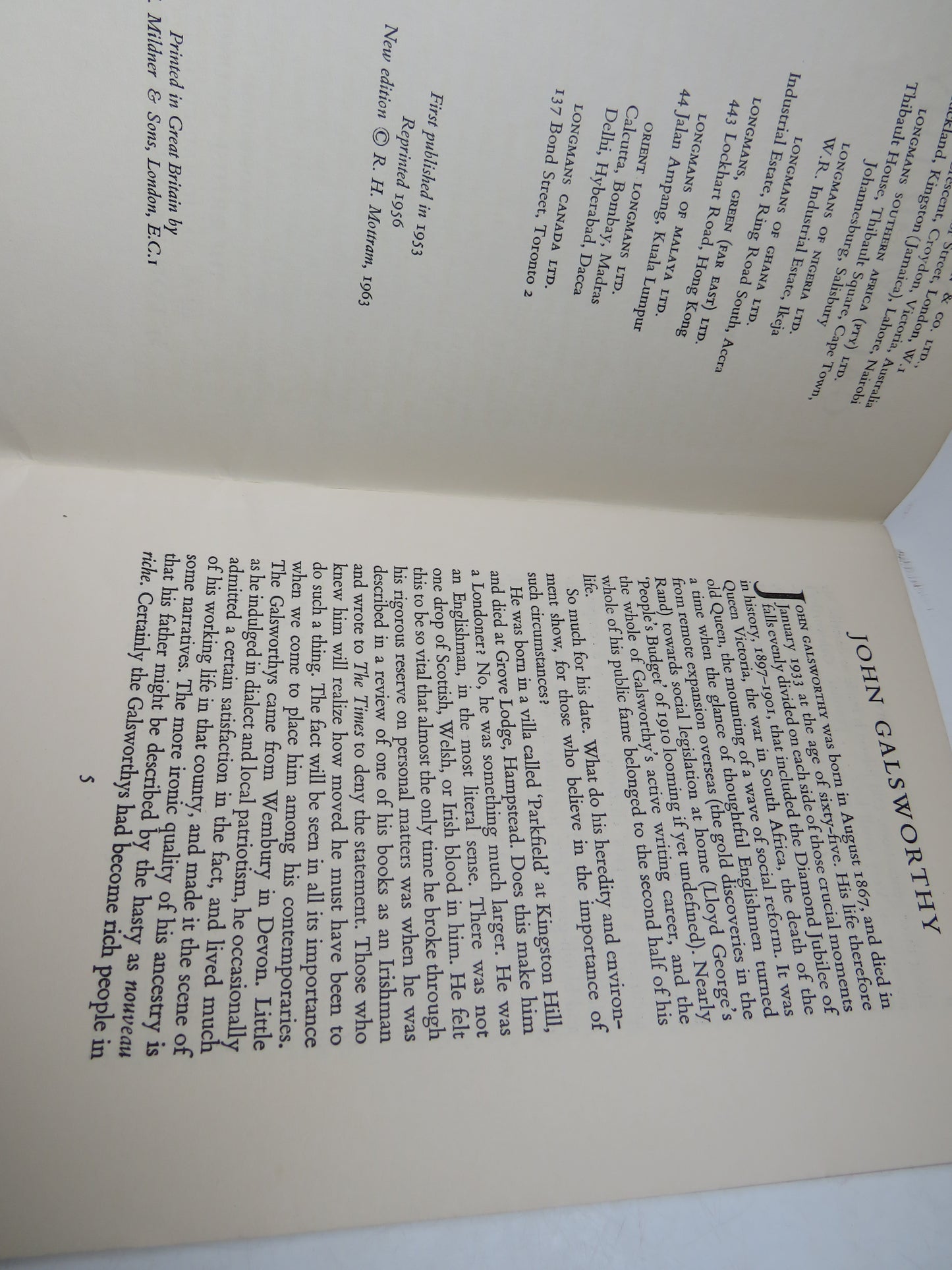 John Galsworthy By R. H. Mottram 1963