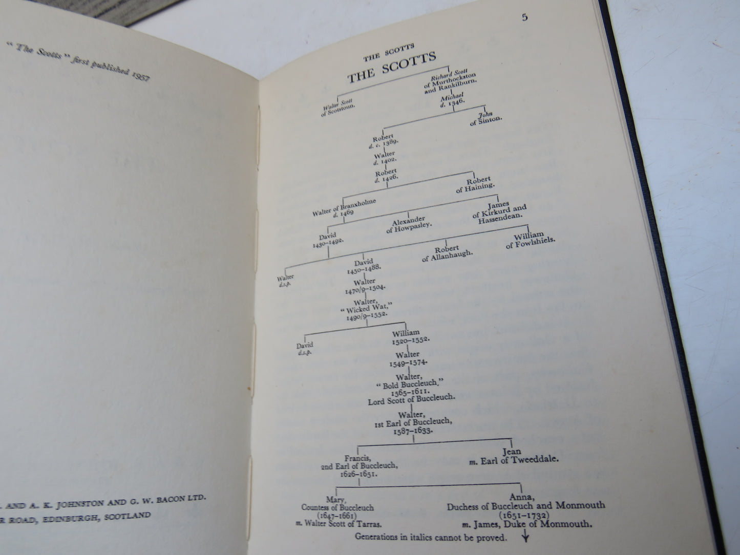 The Scotts By Jean Dunlop With Tartan and Chief's Arms In Colour and A Map 1957