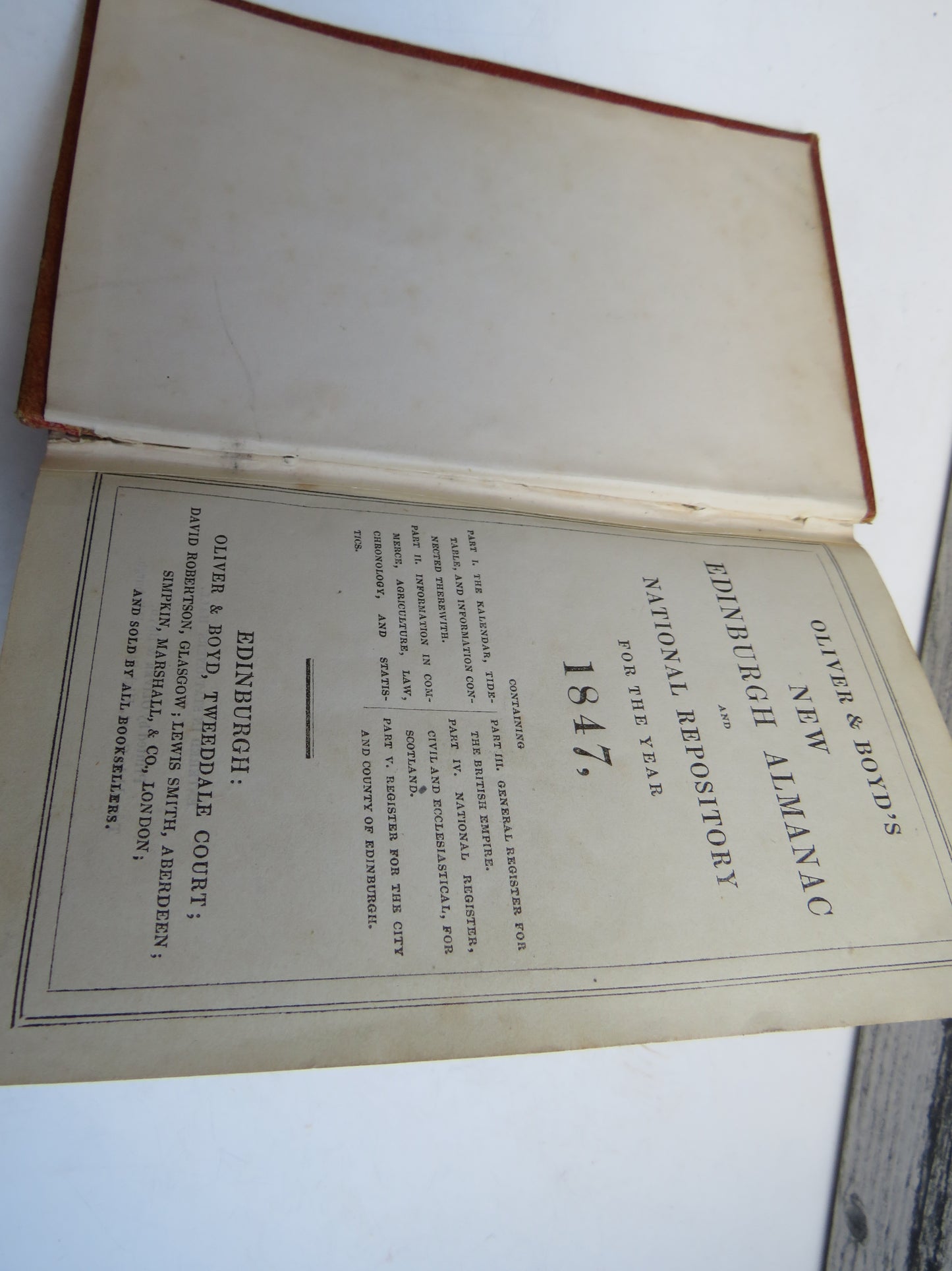 Oliver & Boyd's New Edinburgh Almanac and National Repository For The Year 1847