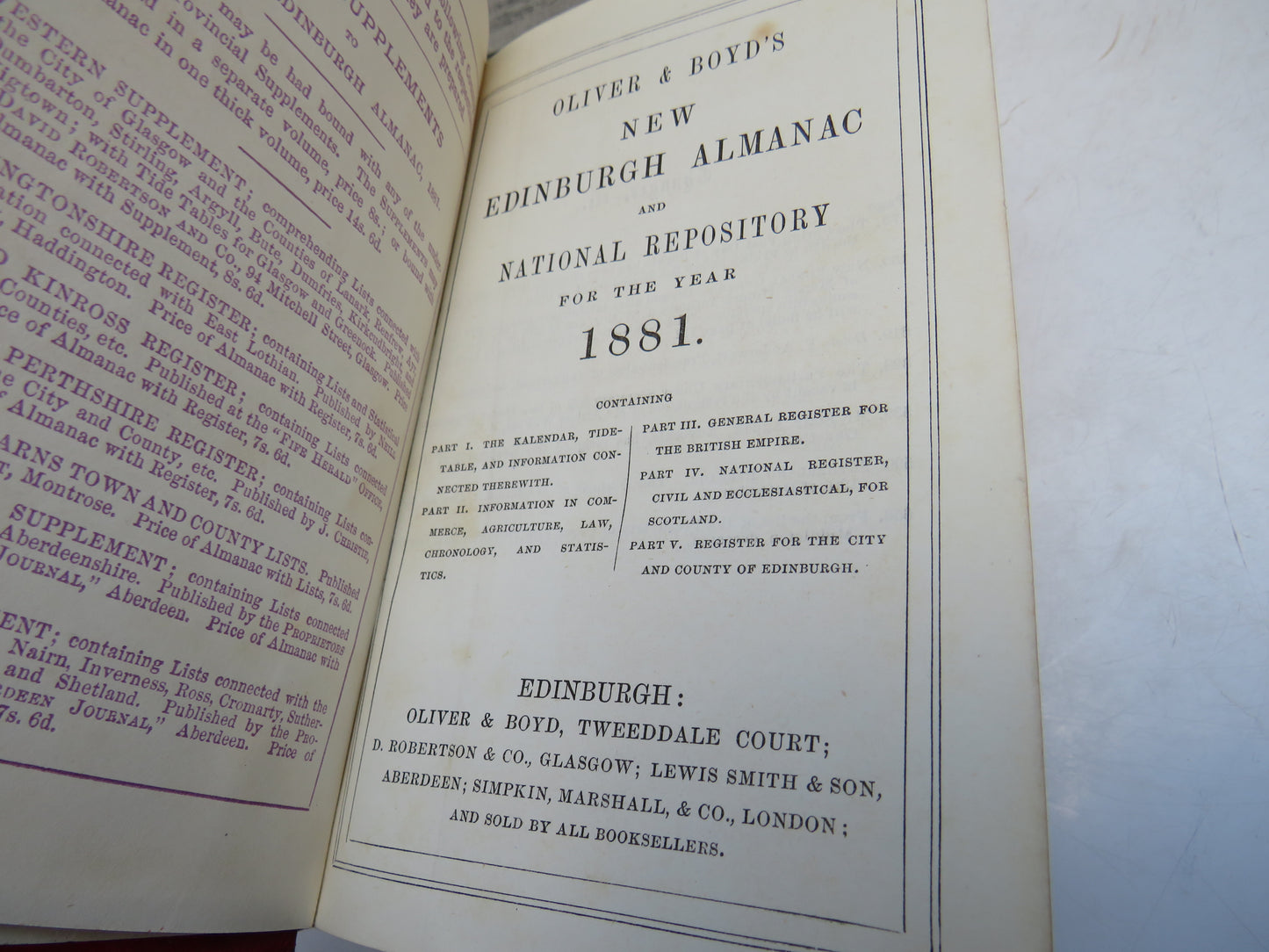 Oliver & Boyd's New Edinburgh Almanac and National Repository For The Year 1881