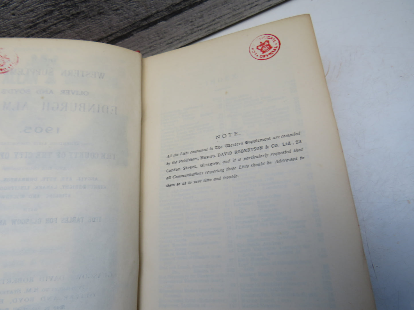 The Western Supplement To Oliver and Boyd's Edinburgh Almanac For 1905 Comprehending Lists Connected With The County of The City of Glasgow and The Counties of Argyll, Ayr, Bute, Dumbarton, Dumfries, Kirkcudbright, Lanark, Linlithgow, Renfrew..