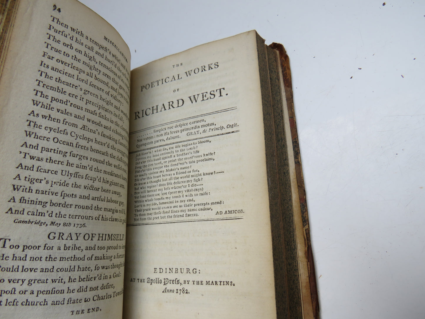 The Poetical Works of Thomas Gray, Gilbert West & Nicholas Rowe 1781 - 1782 -Bell's Edition