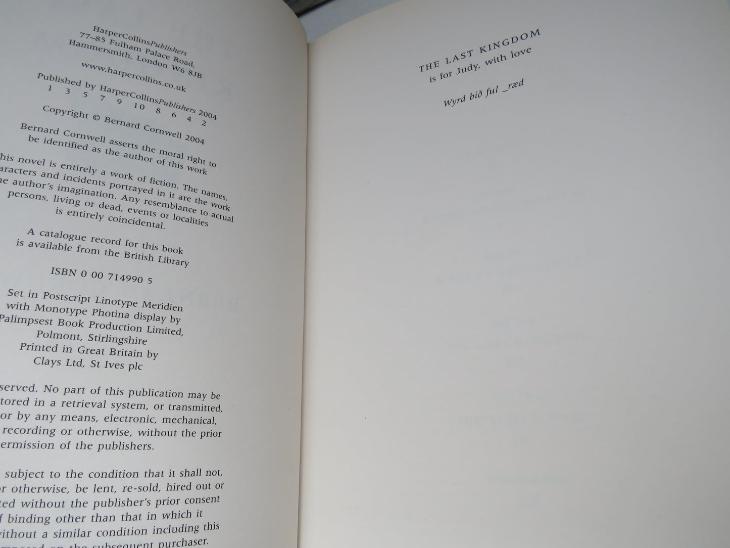 The Last Kingdom By Bernard Cornwell 2004 With Authors Signature