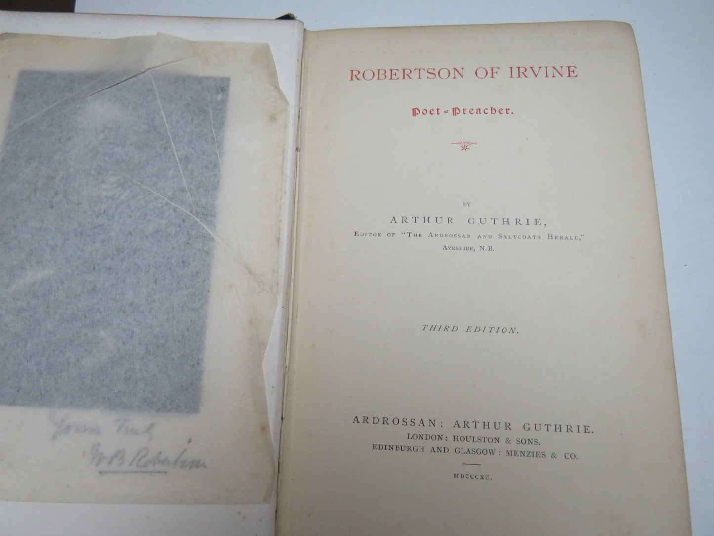 Robertson of Irvine Poet-Preacher by Arthur Guthrie 1890