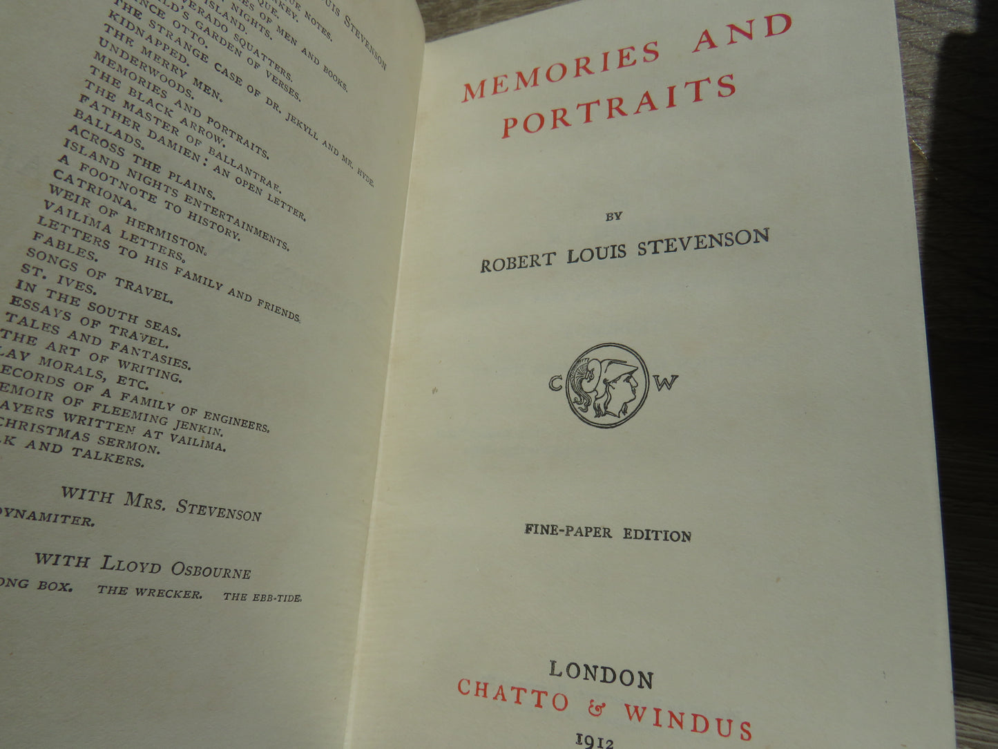Memories and Portraits By Robert Louis Stevenson 1912