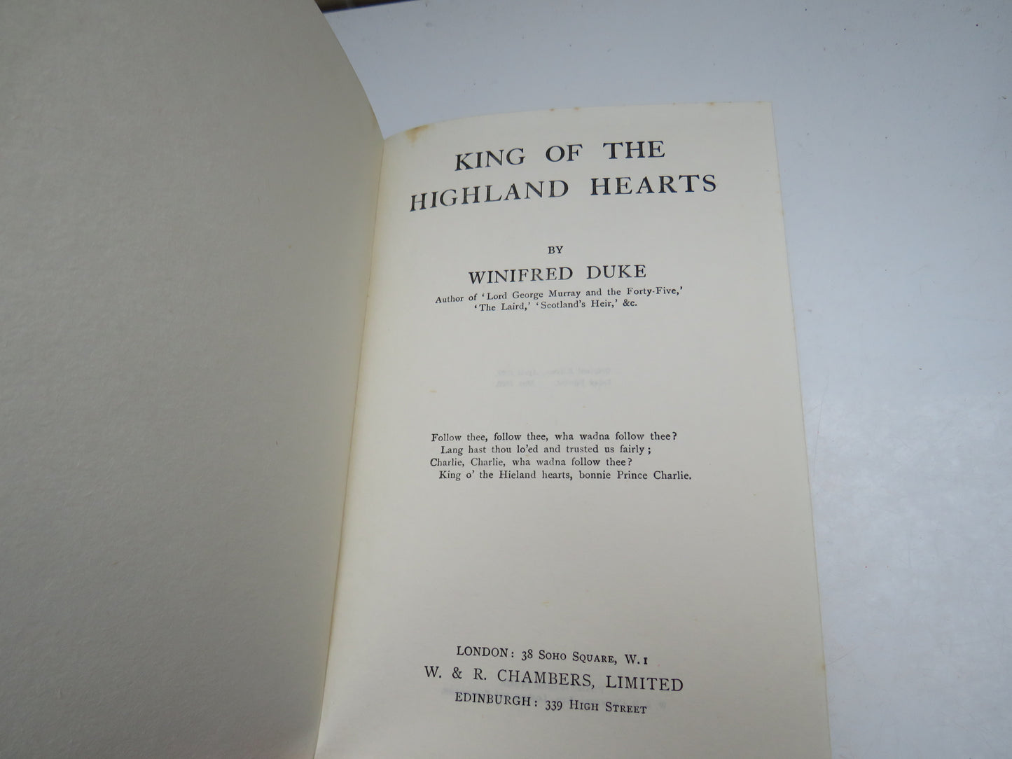 King of The Highland Hearts By Winifred Duke 1930