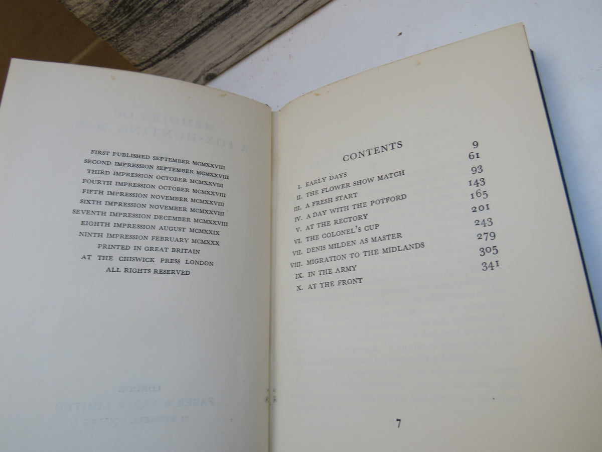 Memoirs of A Fox-Hunting Man By Siegfried Sassoon 1930