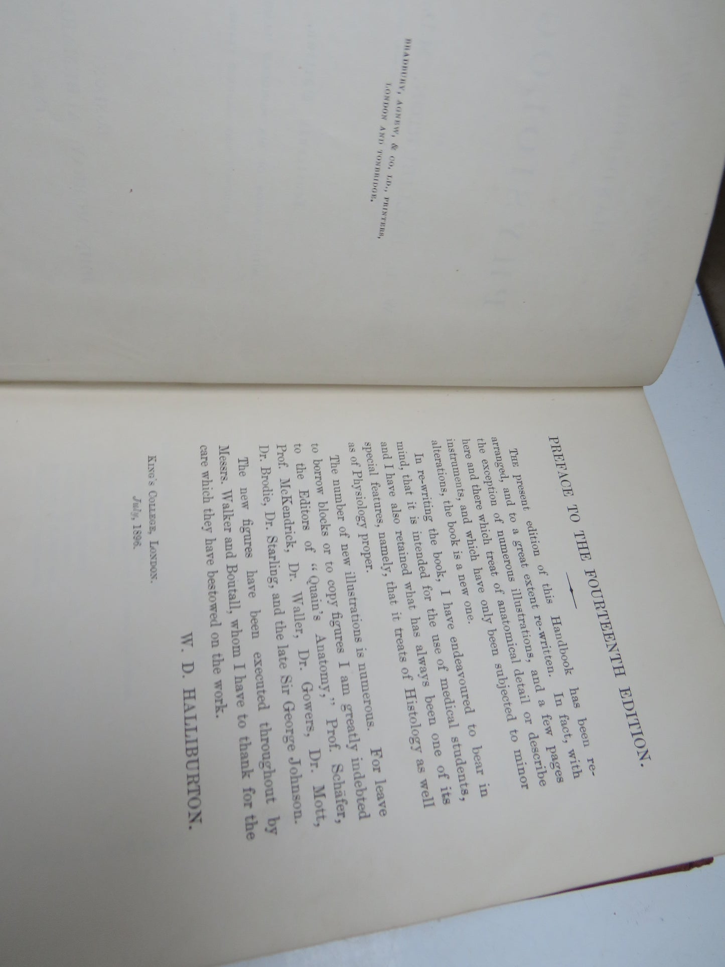 Hand-Book of Physiology By W. D. Halliburton 1896