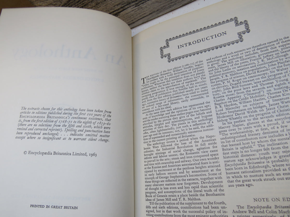 An Anthology of Pieces From Early Editions of Encyclopaedia Britannica 1963