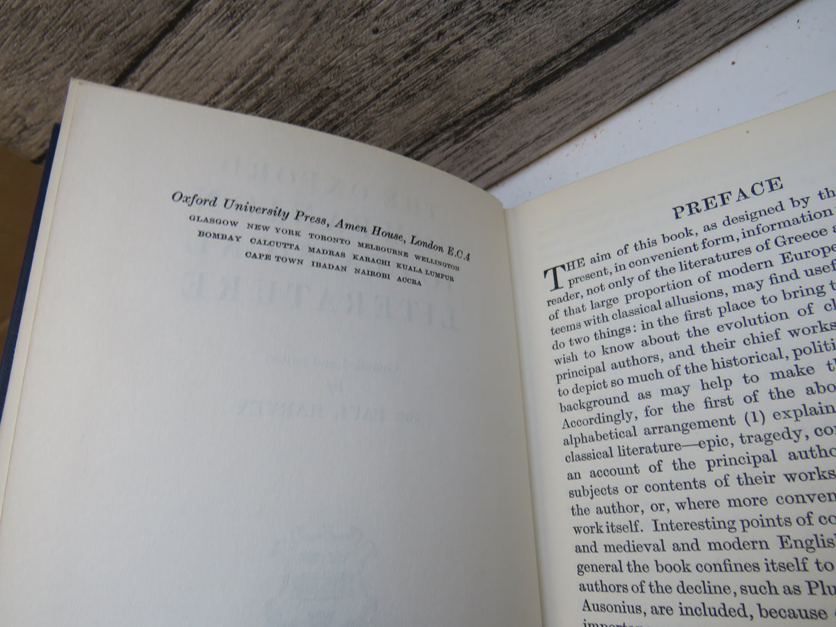 The Oxford Companion To Classical Literature Compiled and Edited By Sir Paul Harvey 1959