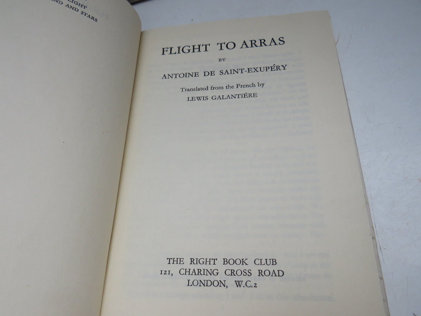 Flight To Arras By Antoine De Saint-Exupery Translated From The French 1943