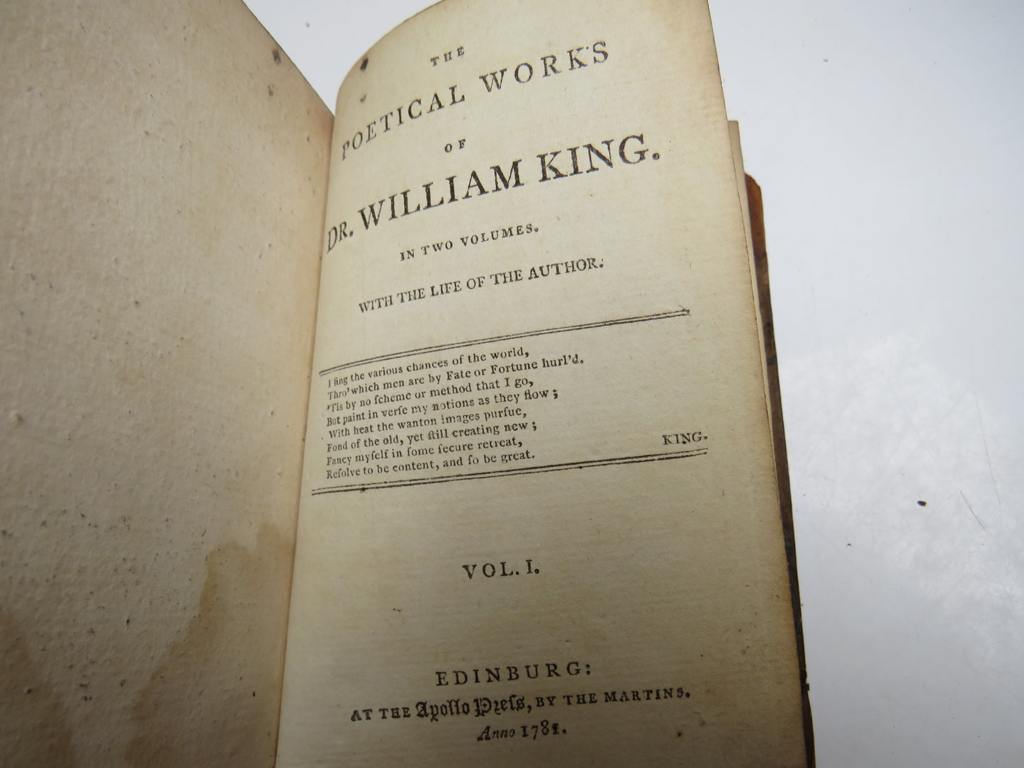 The Poetical Works of Dr. William King Vol I & II 1781