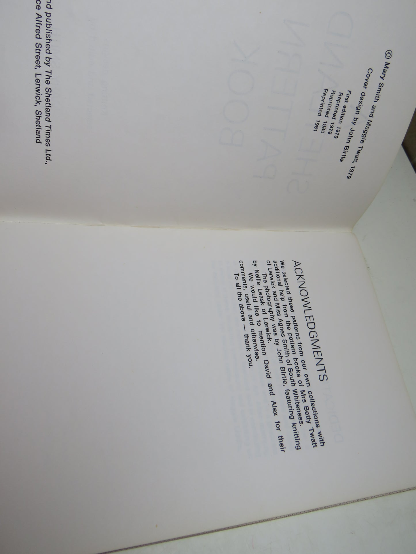 A Shetland Pattern Book, Knitting Designs Selected and Edited by Mary Smith and Maggie Twatt, 1981