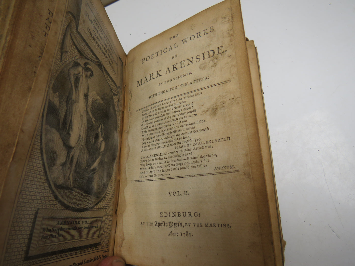 The Poetical Works of Mark Akenside Vol I & II 1781