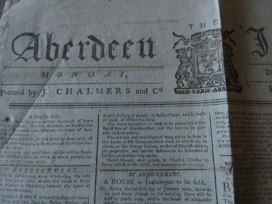 The Aberdeen Journal December 11th 1786 Original Antique Newspaper