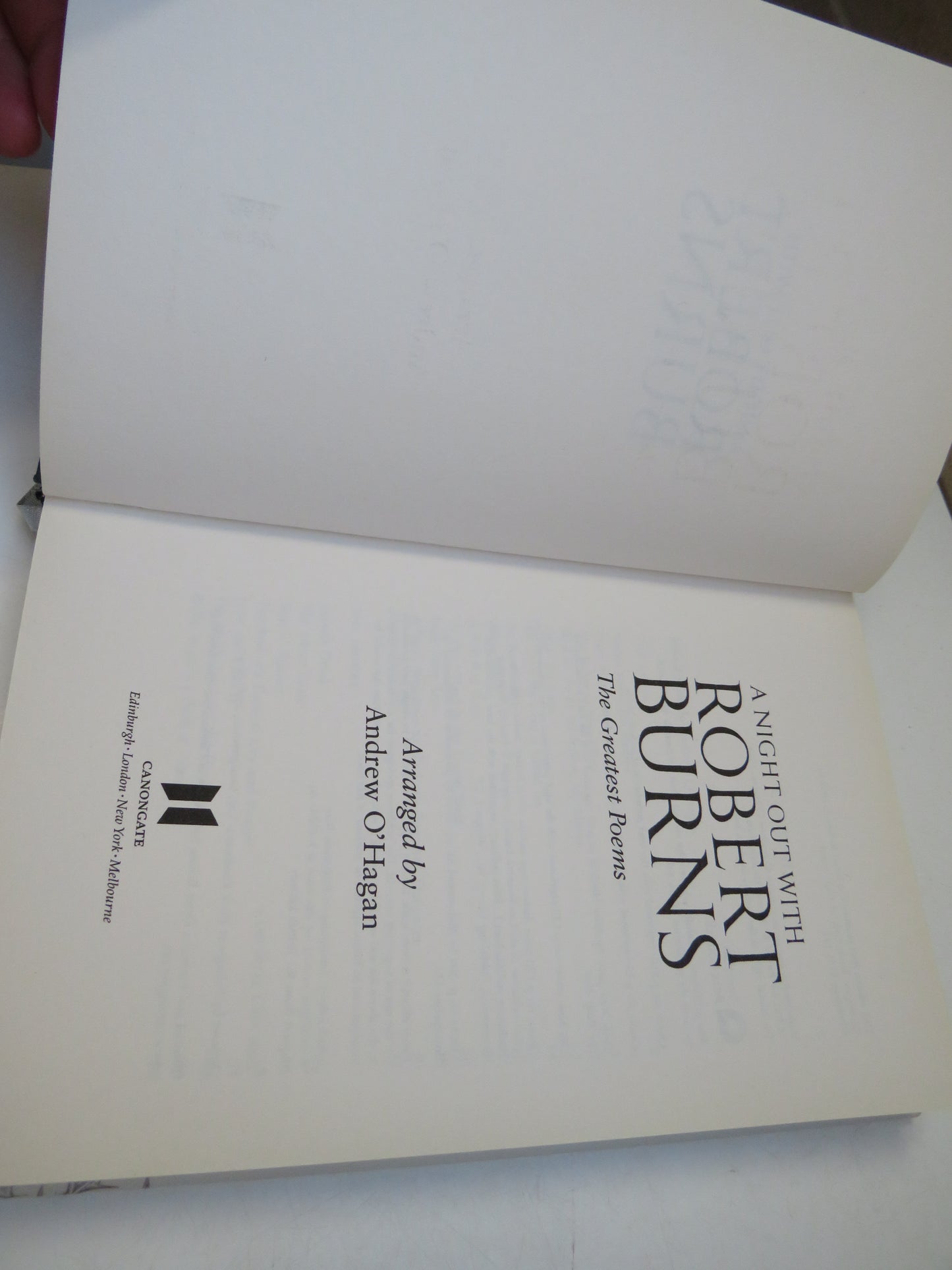 A Night out with Robert Burns, The Greatest Poems, Andrew O'Hagan, 2008