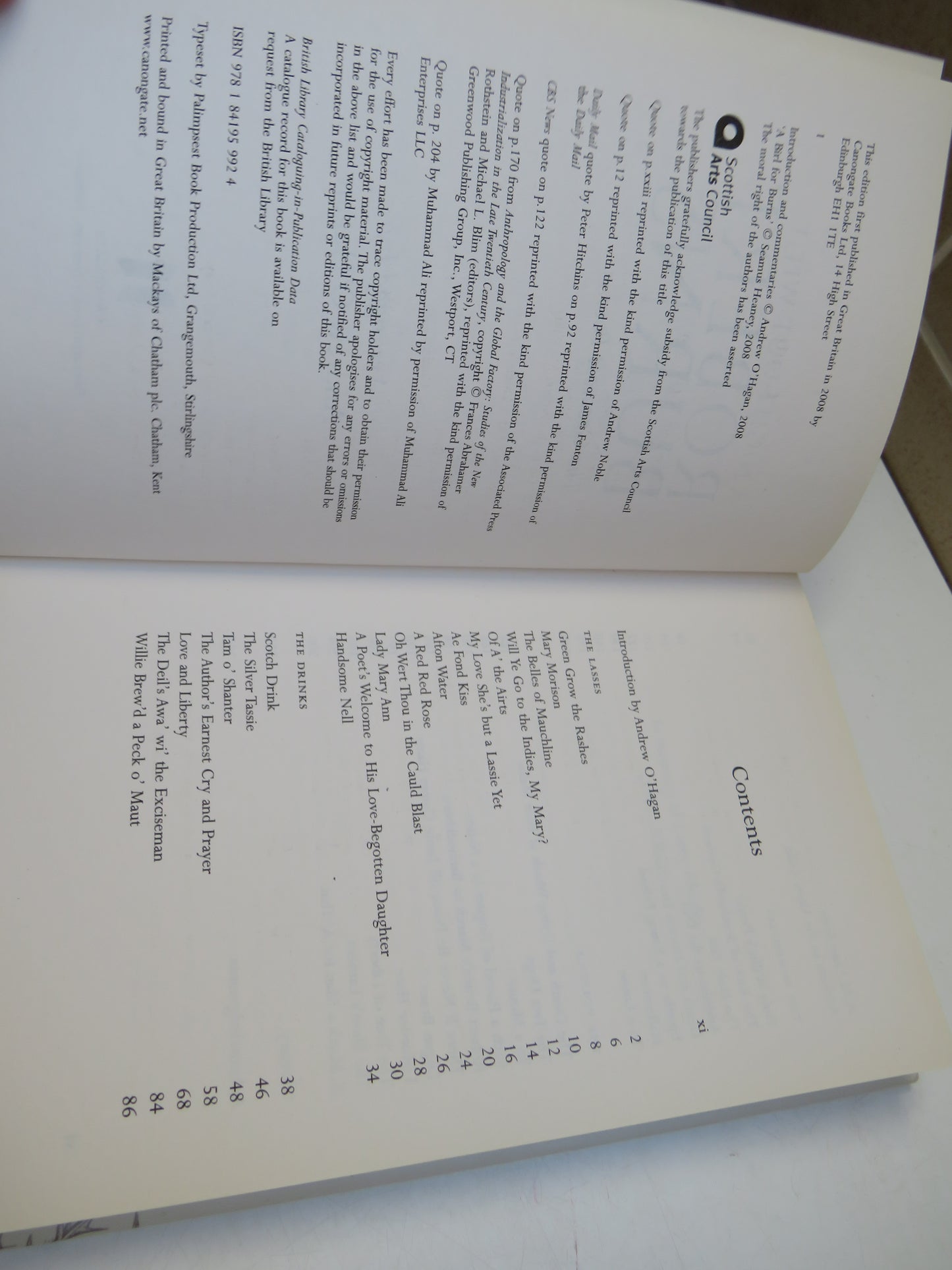 A Night out with Robert Burns, The Greatest Poems, Andrew O'Hagan, 2008