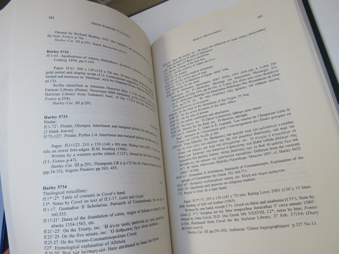 The British Library, Summary Catalogue of Greek Manuscripts Volume I, 1999