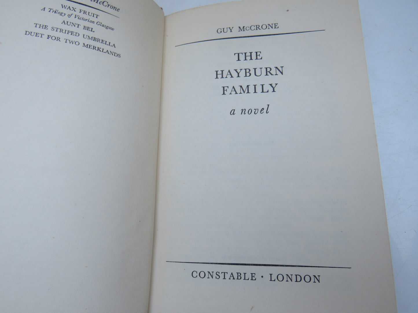 The Hayburn Family A Novel By Guy McCrone 1952