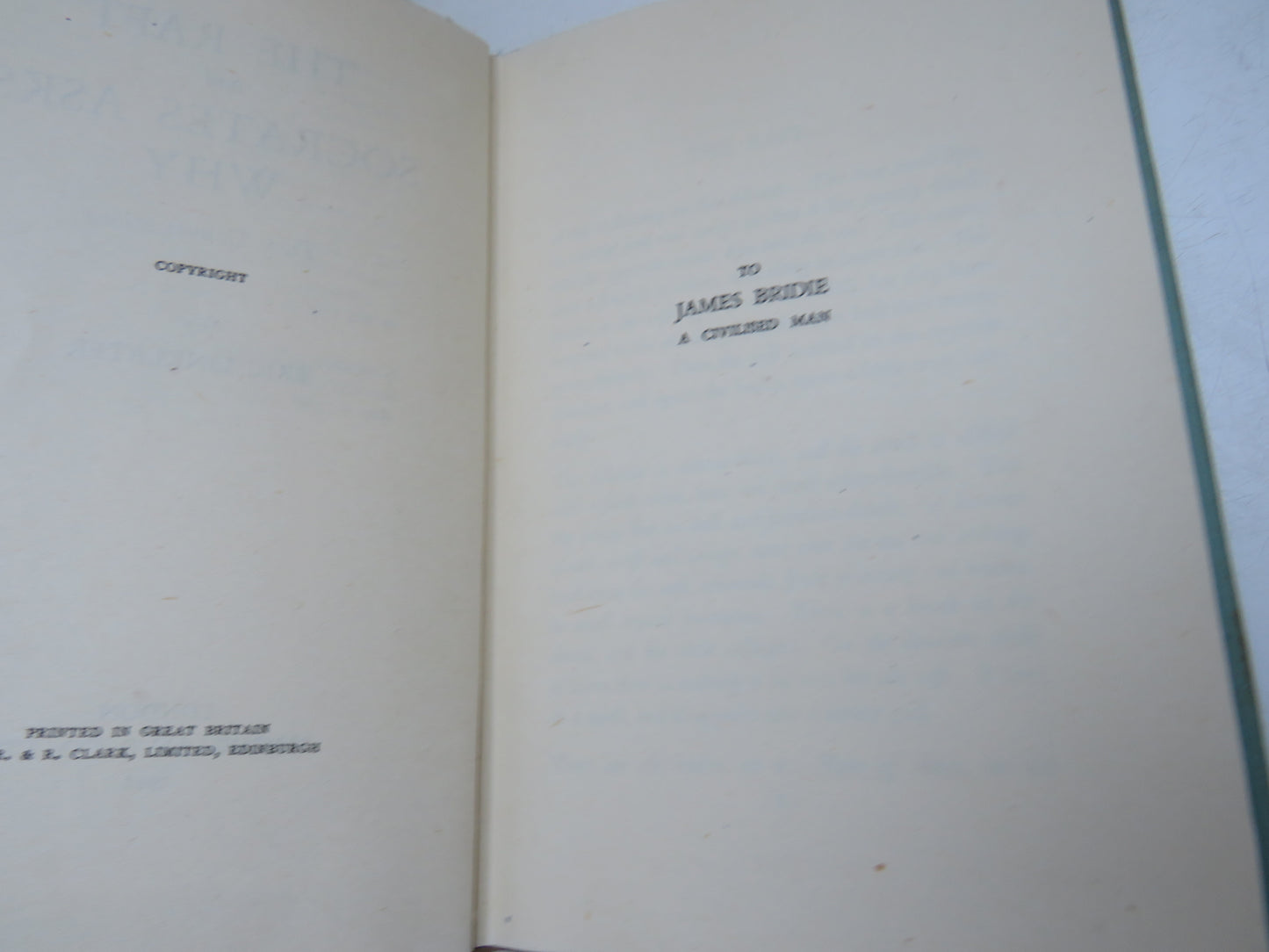 The Raft and Socrates Asks Why Two Conversations By Eric Linklater 1942