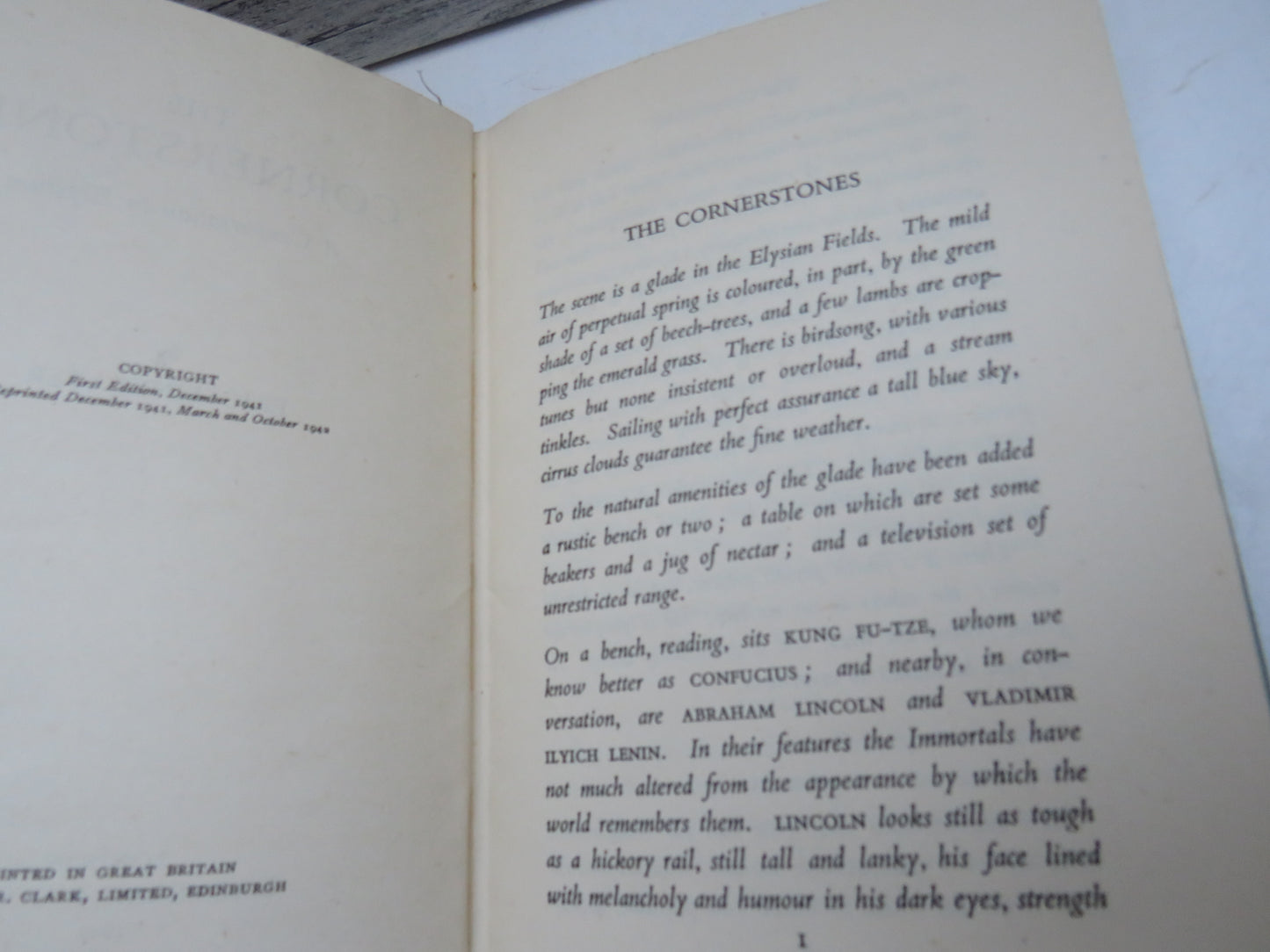The Cornerstones A Conversation In Elysium By Eric Linklater 1942