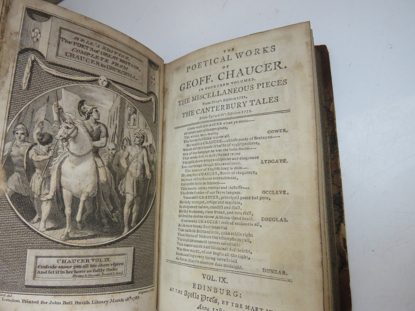 The Poetical Works of Geoffrey Chaucer Vol I, II, V, VI, IX, X, XI, XII 18thC