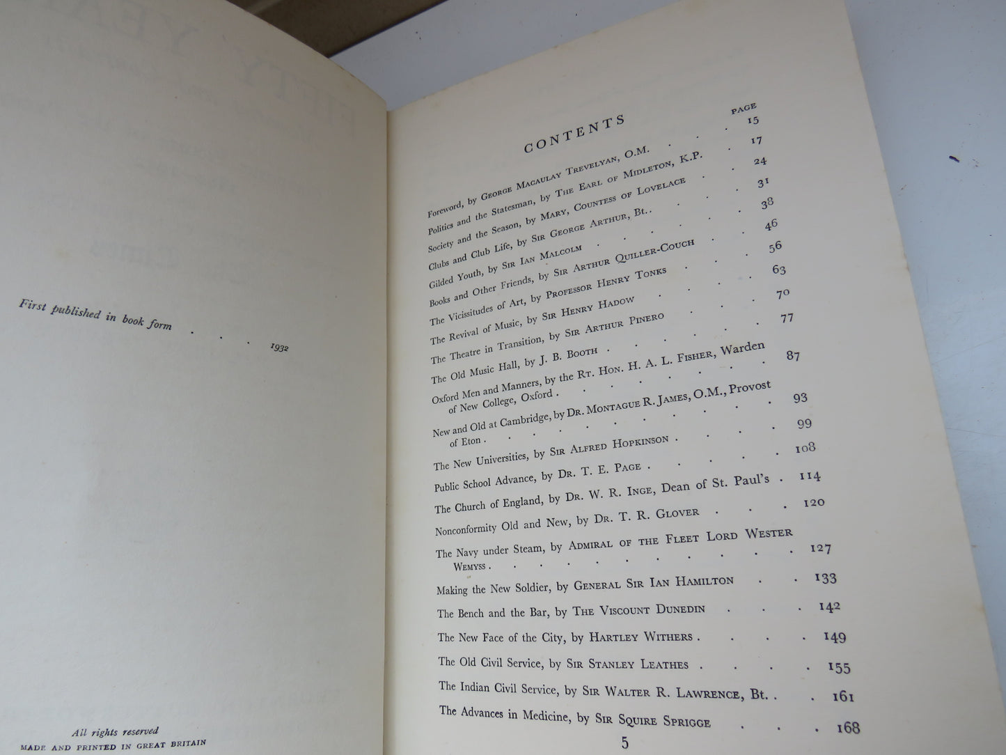 Fifty Years Memories and Contrasts A Composite Picture of the Period 1882-1932 By Twenty-Seven Contributors To The Times