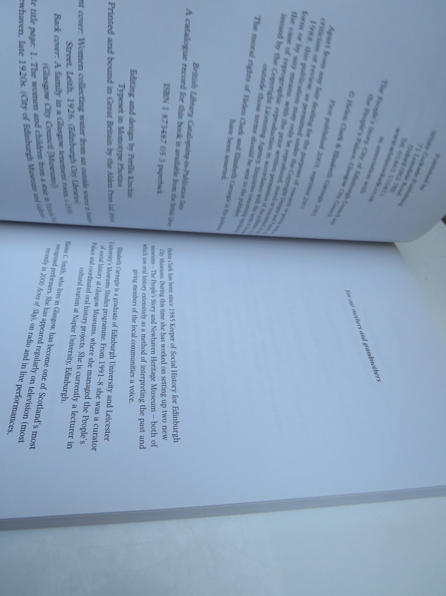 She Was Aye Workin', Memories of Tenement Women in Edinburgh and Glasgow by Helen Clark and Elizabeth Carnegie, 2003