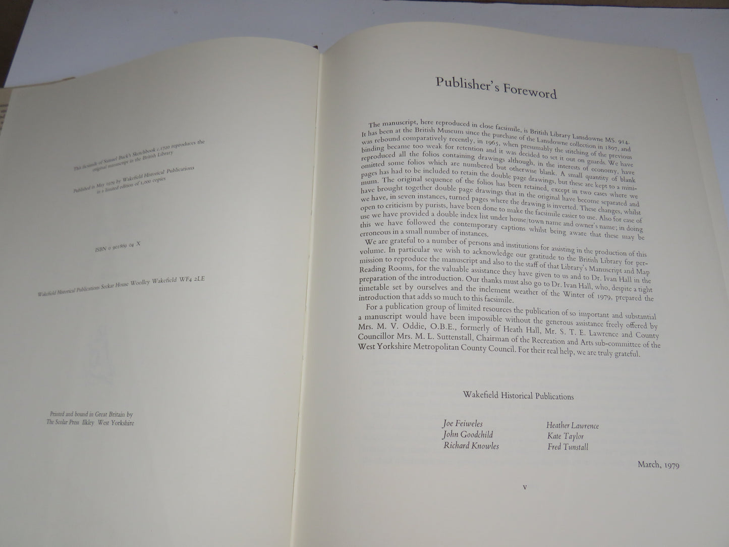 Samuel Buck's Yorkshire Sketchbook Reproduced In Facsimile From Lansdowne MS. 914 In The British Library With An Introduction By Ivan Hall 1979