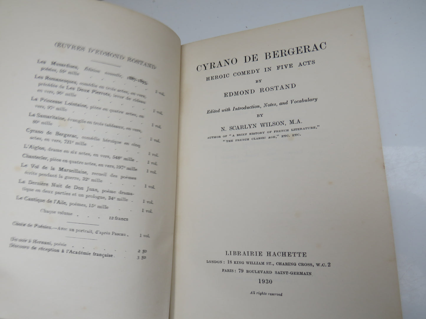 Cyrano De Bergerac Heroic Comedy In Five Acts By Edmond Rostand 1930