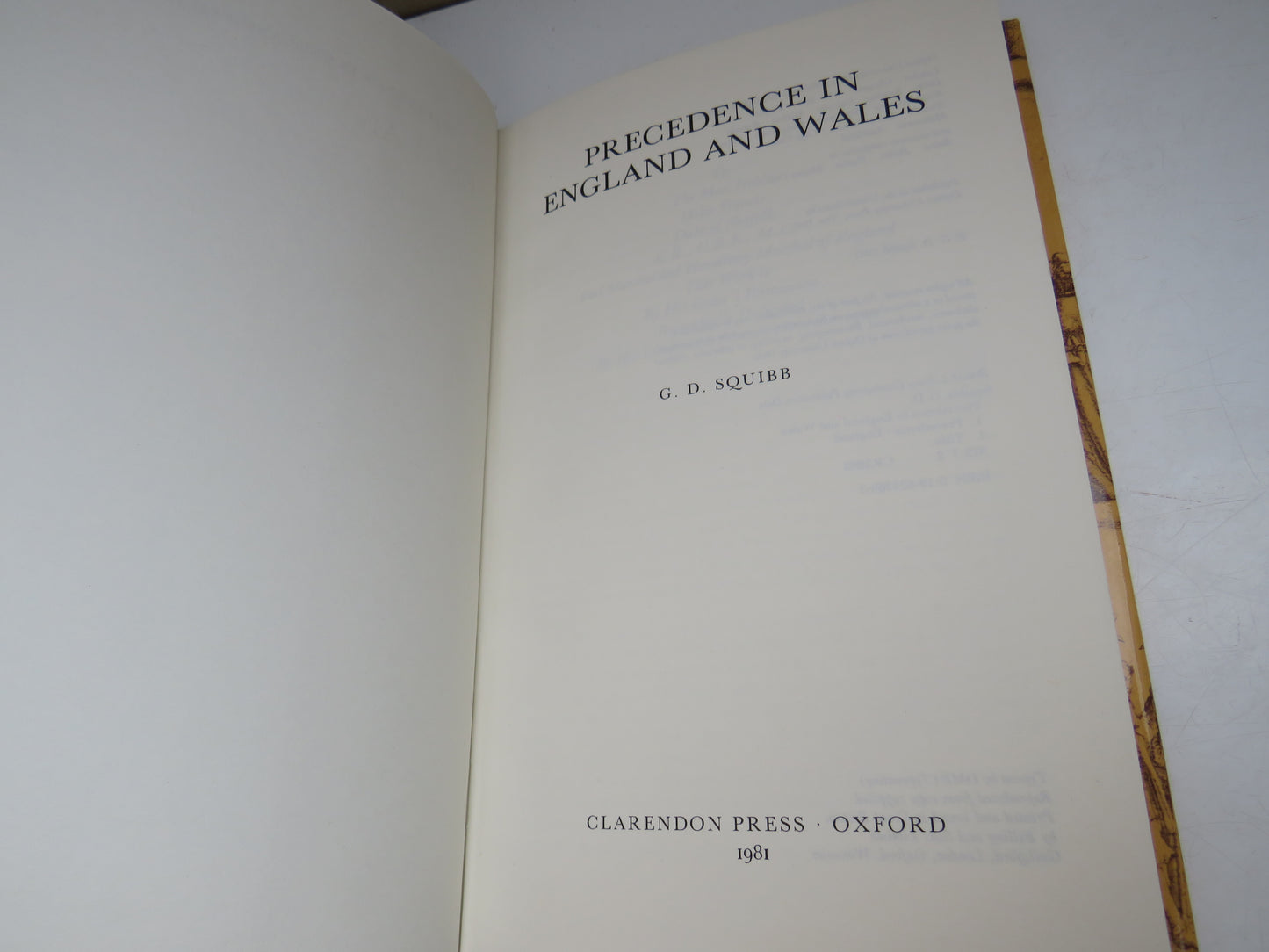 Precedence In England and Wales By G. D. Squibb 1981