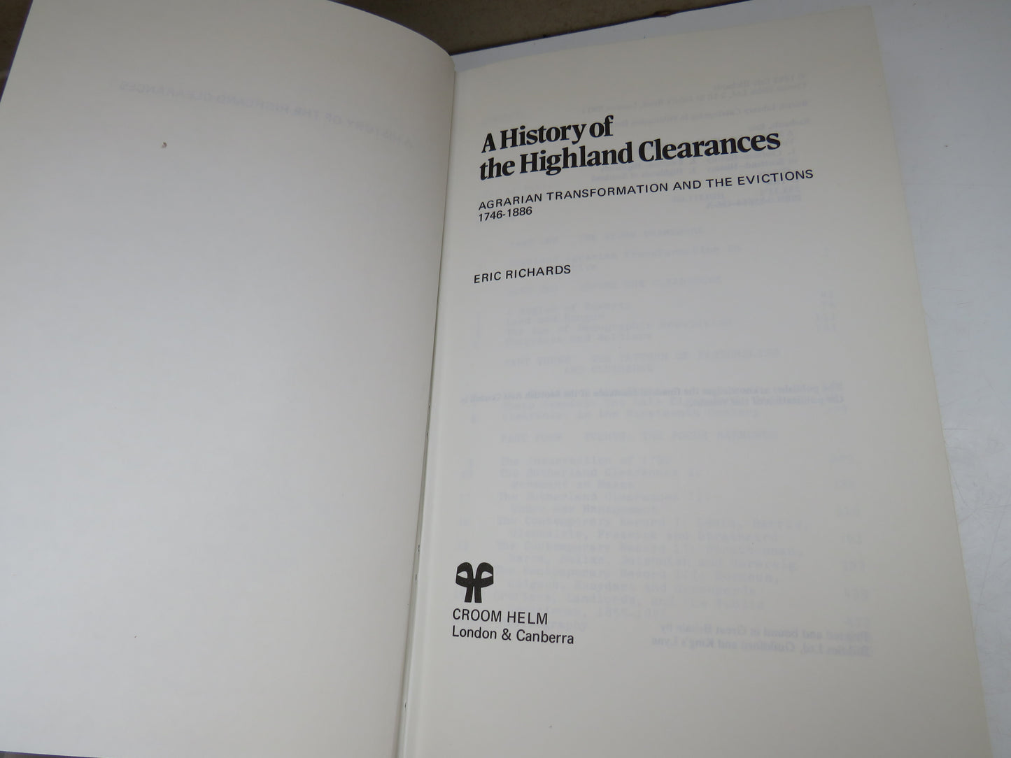 A History of The Highland Clearances Agrarian Transformation and the Evictions 1746-1886 By Eric Richards 1982