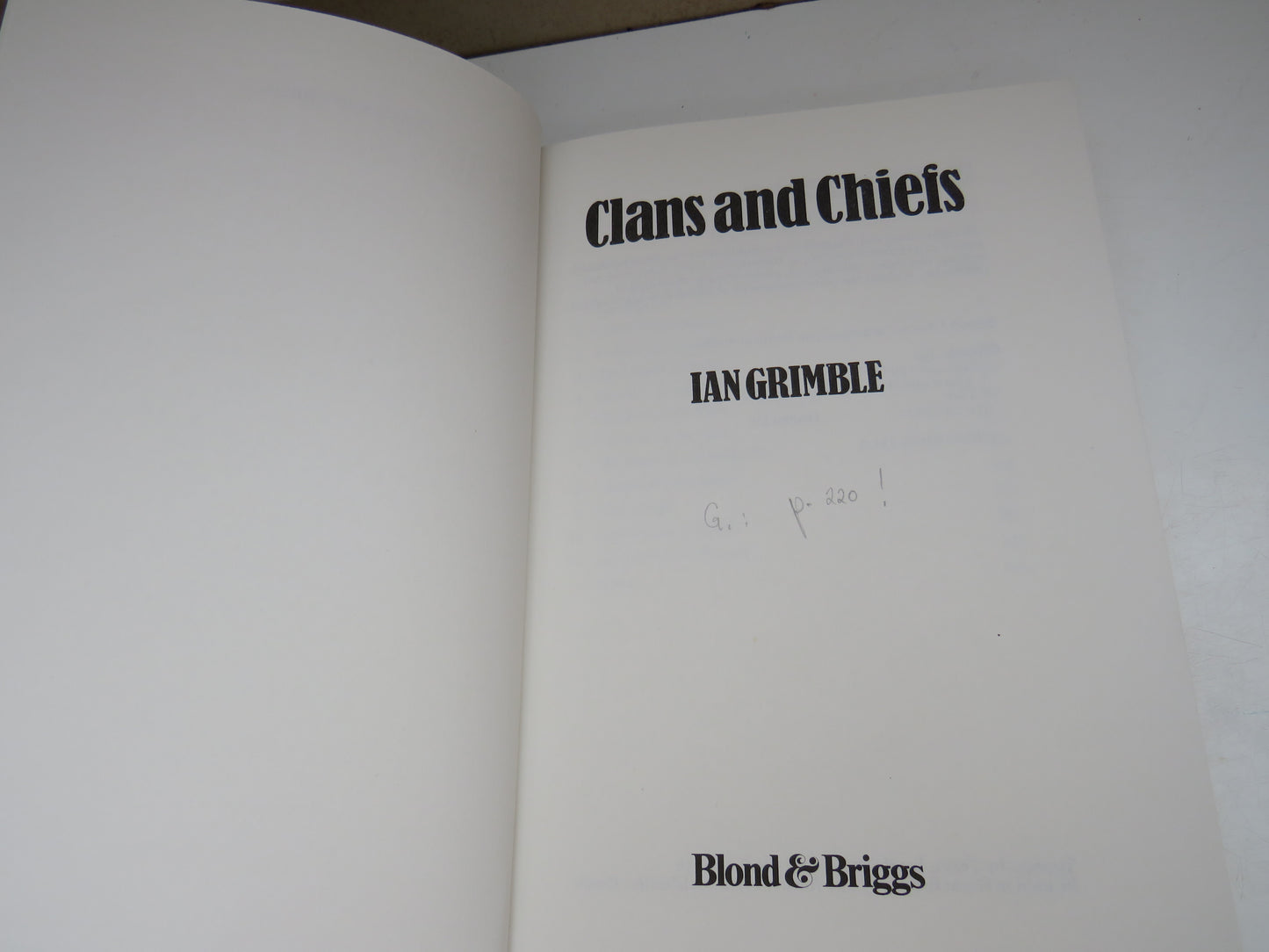 Clans and Chiefs By Ian Grimble 1980