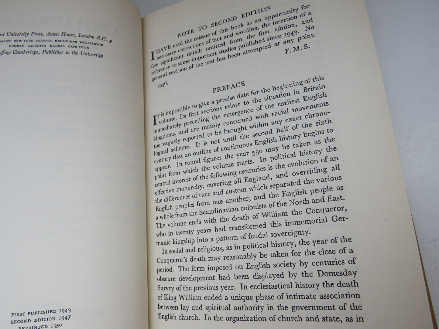 Anglo-Saxon England By F. M. Stenton 1950