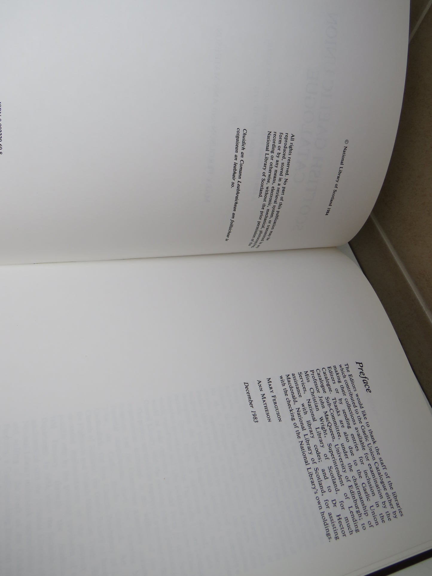 Scotland Gaelic Union Catalogue A List of Books Printed In Scottish Gaelic From 1567 to 1973 By Mary Ferguson and Ann Matheson 1984