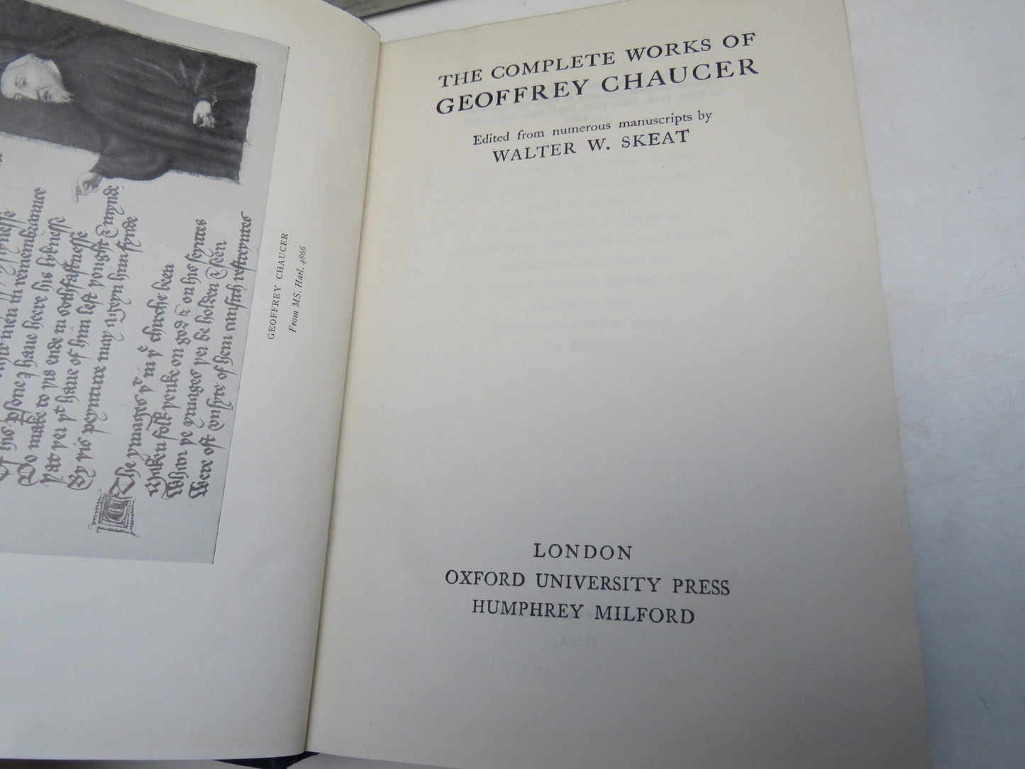 The Complete Works of Geoffrey Chaucer Edited From Numerous Manuscripts By Walter W. Skeat 1937