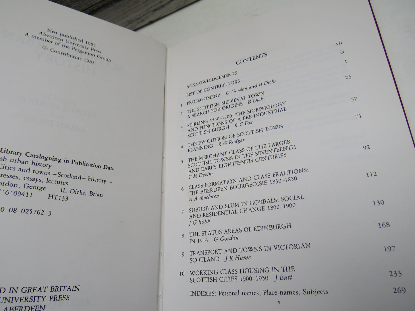 Scottish Urban History Edited By George Gordon and Brian Dicks 1983