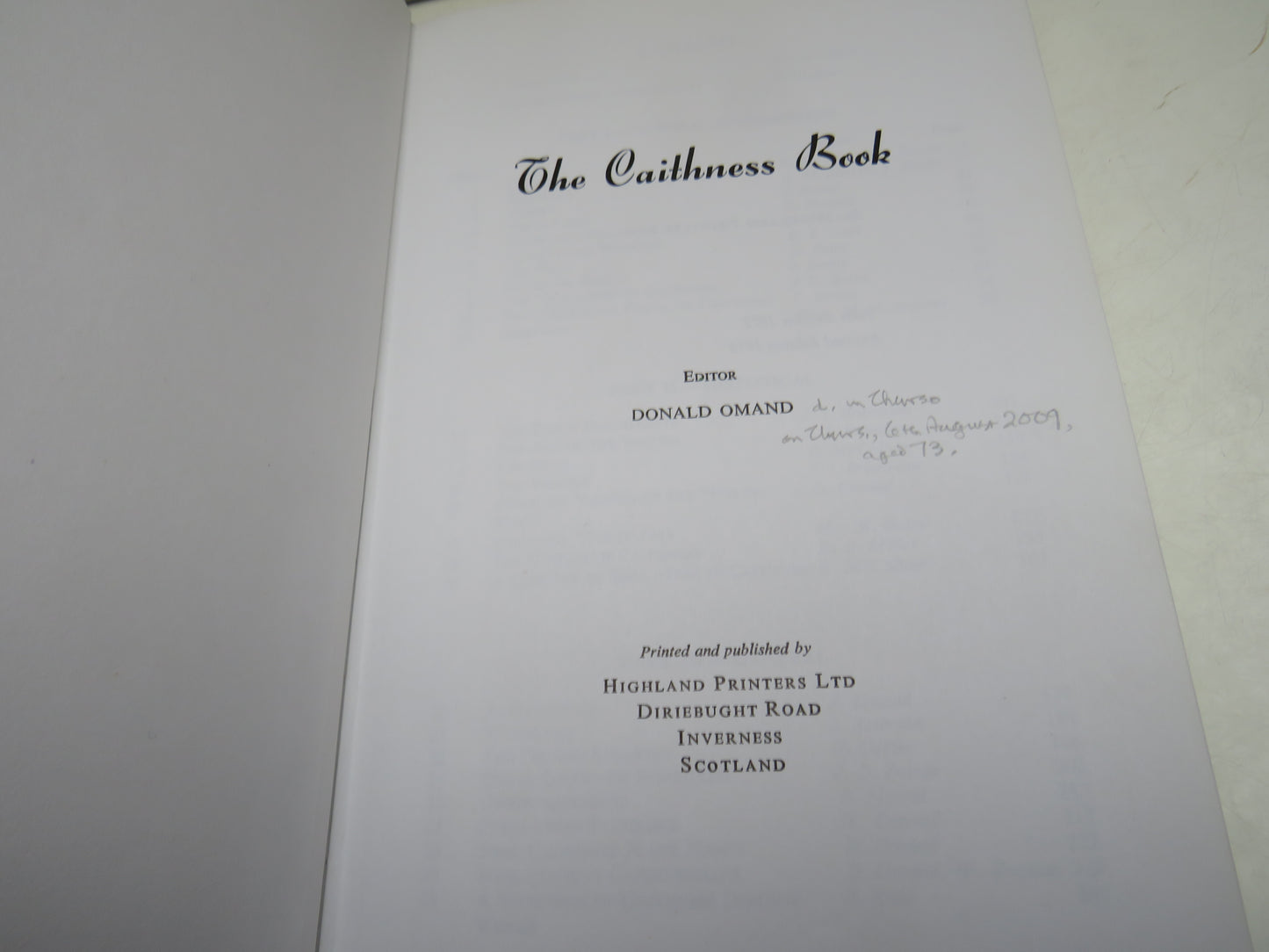The Caithness Book Editor Donald Omand 1973