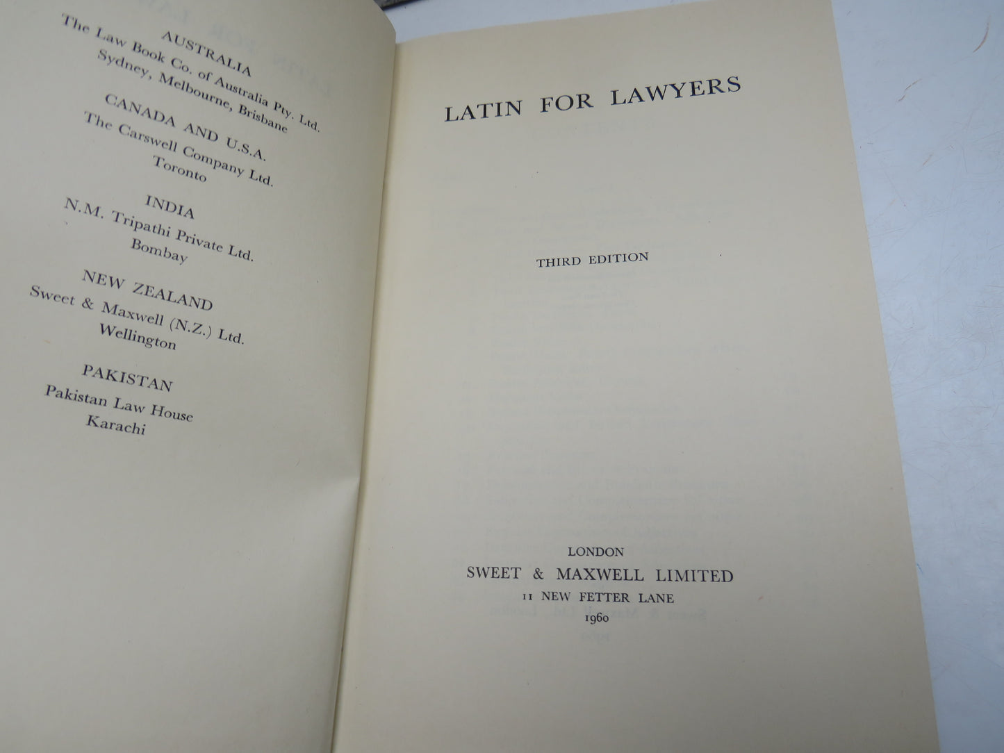 Latin For Lawyers Third Edition 1960