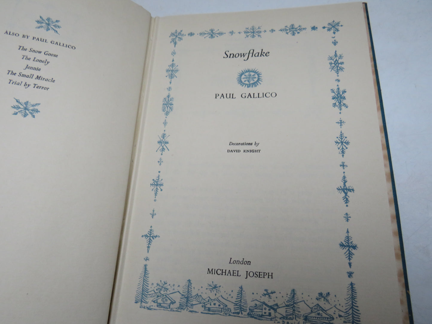 Snowflake By Paul Gallico 1952 1st Edition
