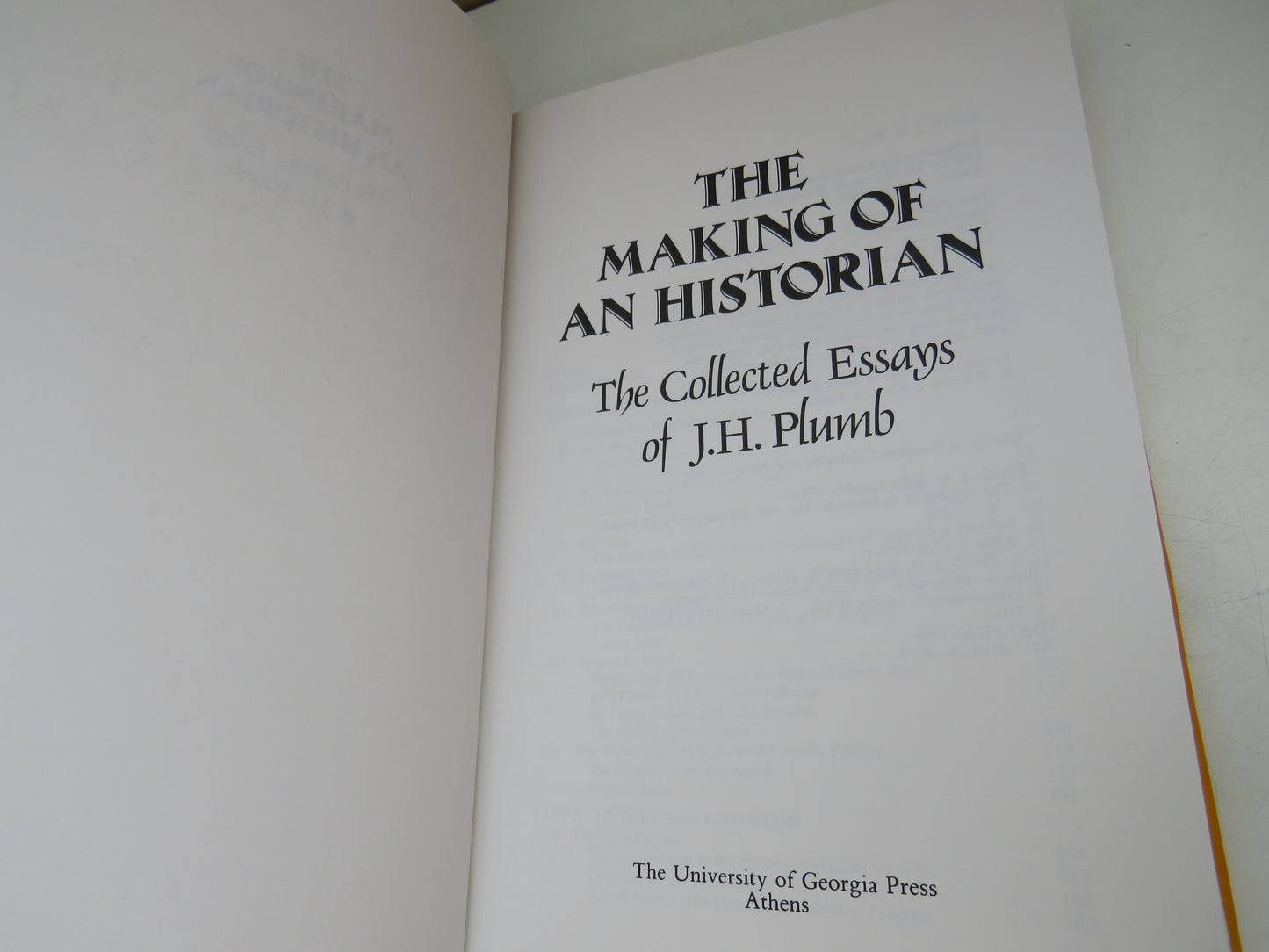 The Making of An Historian, The Collected Essays of J. H. Plumb, Volume One, 1988
