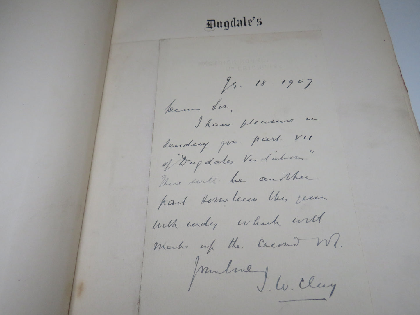 Dugdale's Visitation of Yorkshire With Additions Edited By J.W. Clay Volume II 1907