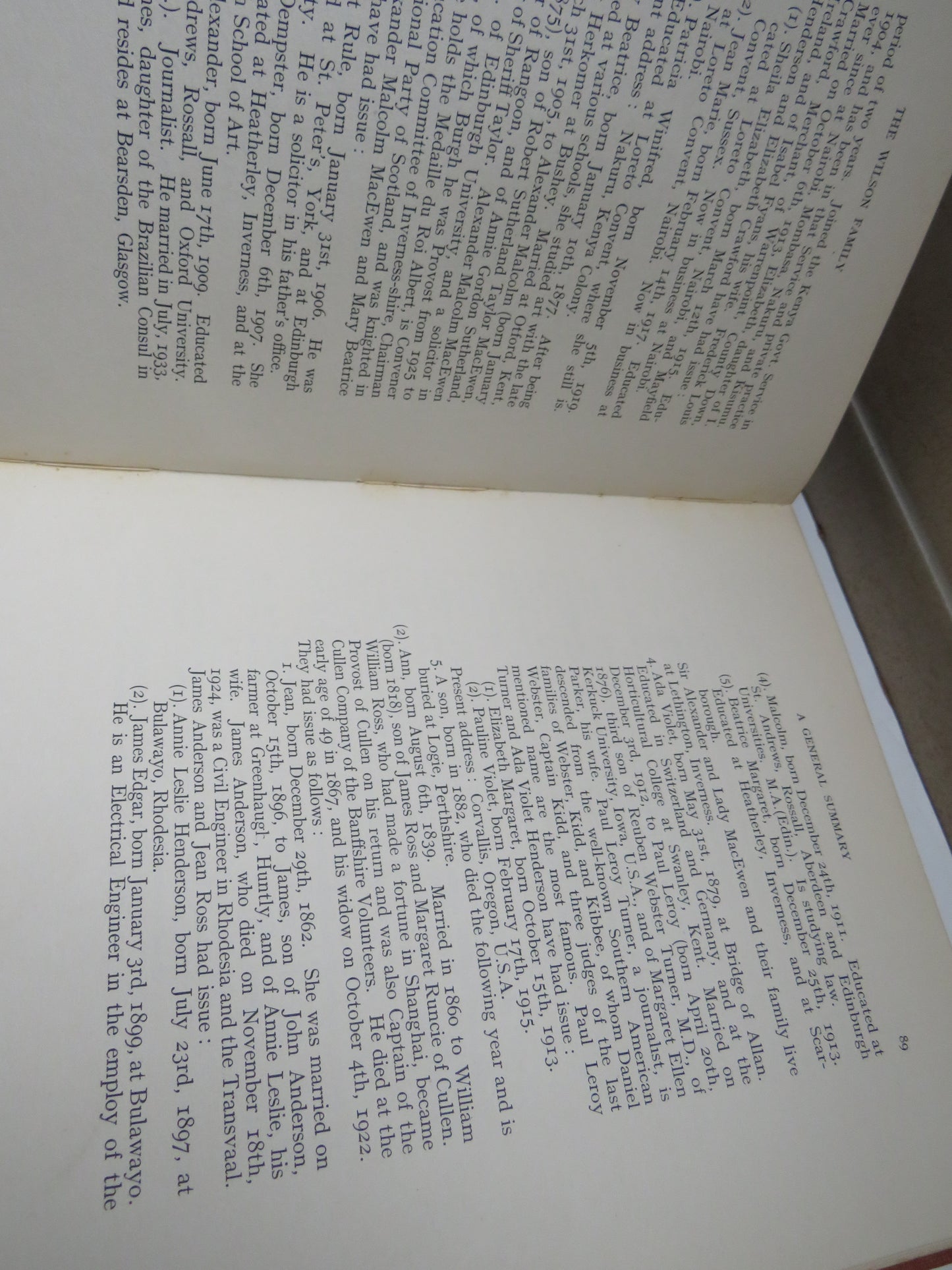 The Wilsons A Banffshire Family of Factors Edited By Andrew Cassels Brown 1936