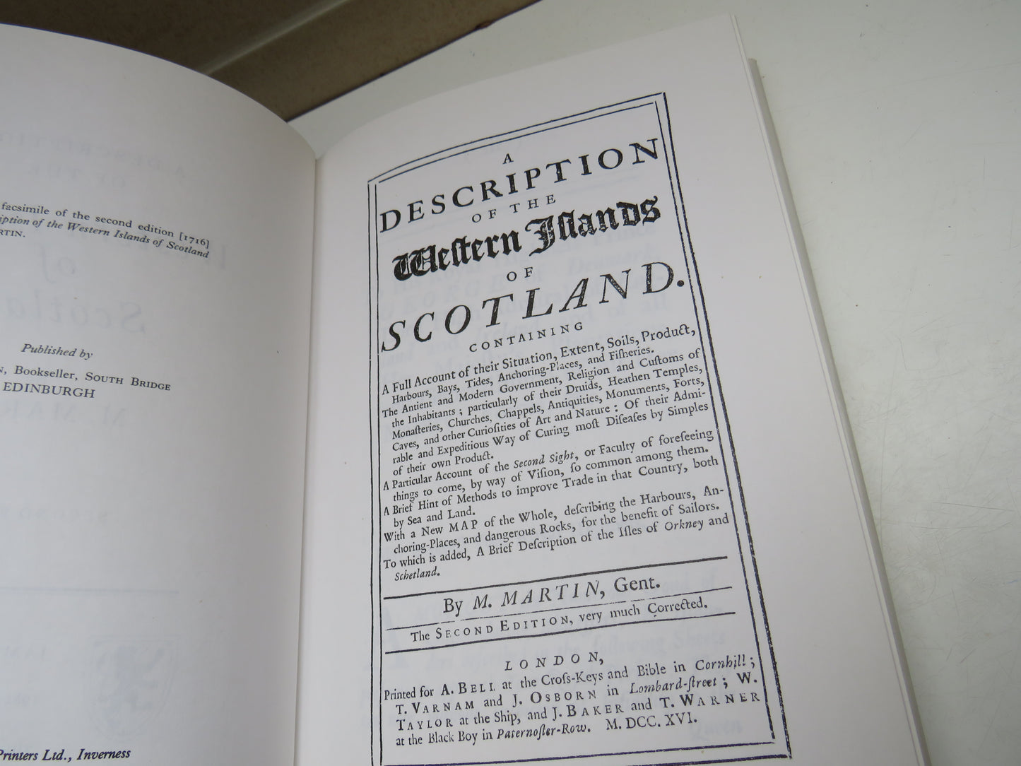 A Description of The Western Islands of Scotland By M. Martin 1981