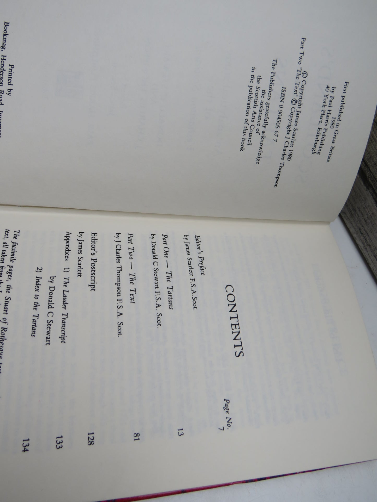 Scotland's Forged Tartans An Analytical Study Of The Vestiarium Scoticum By Donald C Stewart and J Charles Thompson 1980